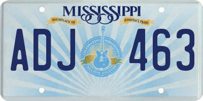 MS license plate ADJ463