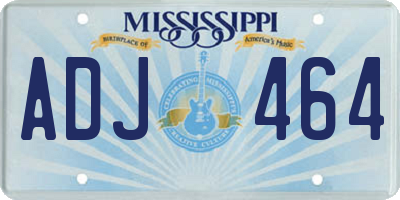 MS license plate ADJ464