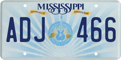 MS license plate ADJ466