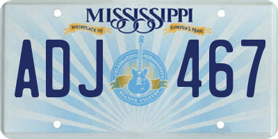 MS license plate ADJ467