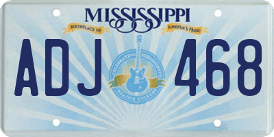 MS license plate ADJ468