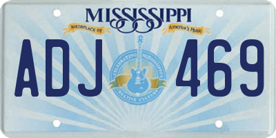 MS license plate ADJ469