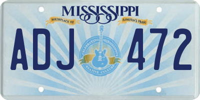 MS license plate ADJ472