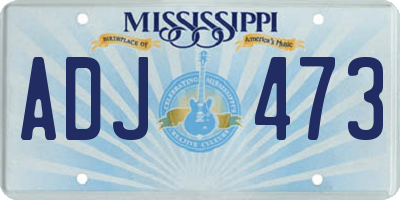 MS license plate ADJ473