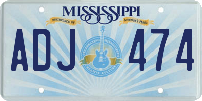 MS license plate ADJ474