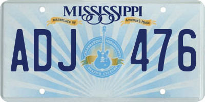 MS license plate ADJ476