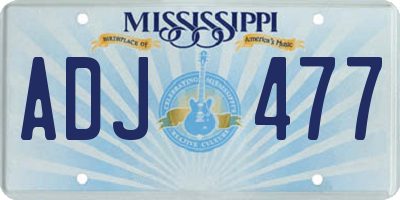 MS license plate ADJ477