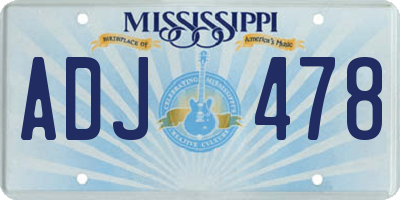 MS license plate ADJ478