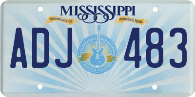MS license plate ADJ483