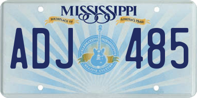 MS license plate ADJ485