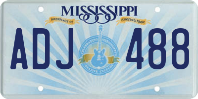 MS license plate ADJ488