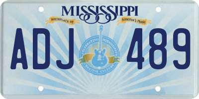 MS license plate ADJ489