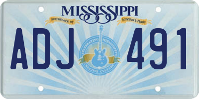 MS license plate ADJ491