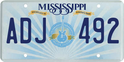 MS license plate ADJ492
