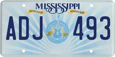 MS license plate ADJ493