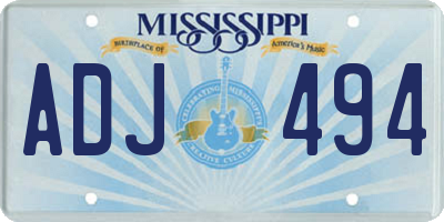 MS license plate ADJ494