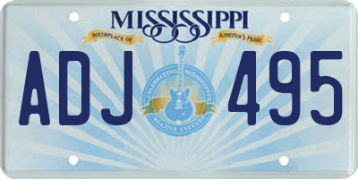 MS license plate ADJ495