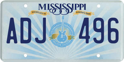 MS license plate ADJ496