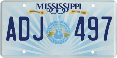 MS license plate ADJ497