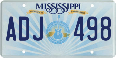 MS license plate ADJ498