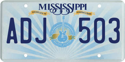 MS license plate ADJ503