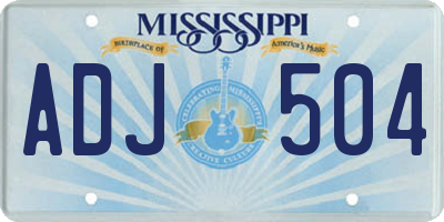 MS license plate ADJ504