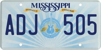 MS license plate ADJ505