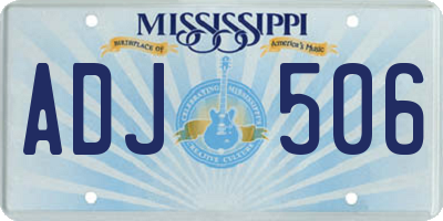 MS license plate ADJ506