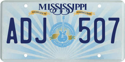 MS license plate ADJ507