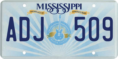 MS license plate ADJ509