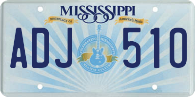 MS license plate ADJ510