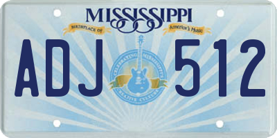 MS license plate ADJ512