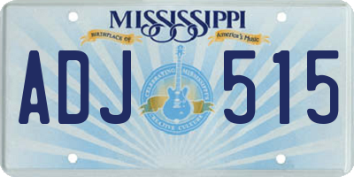 MS license plate ADJ515