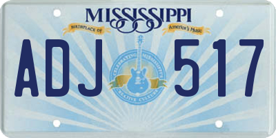 MS license plate ADJ517