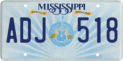 MS license plate ADJ518