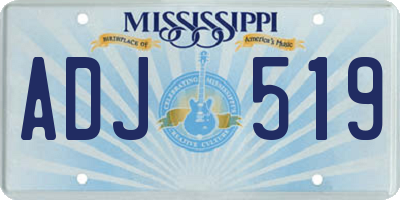 MS license plate ADJ519