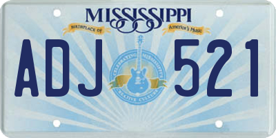 MS license plate ADJ521