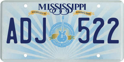 MS license plate ADJ522