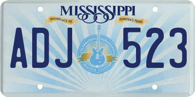MS license plate ADJ523