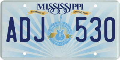 MS license plate ADJ530