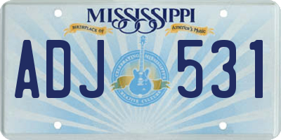 MS license plate ADJ531