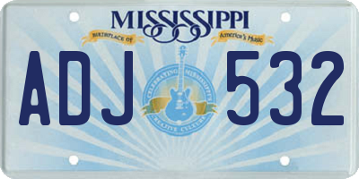 MS license plate ADJ532