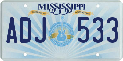 MS license plate ADJ533