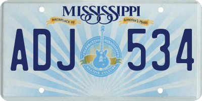 MS license plate ADJ534