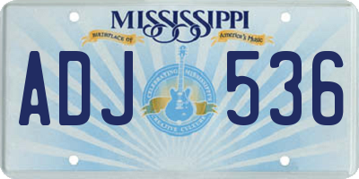 MS license plate ADJ536