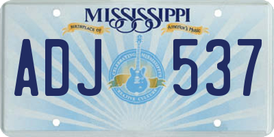 MS license plate ADJ537