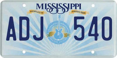 MS license plate ADJ540
