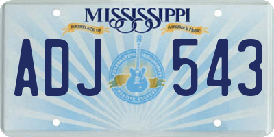 MS license plate ADJ543