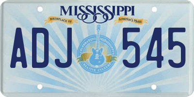 MS license plate ADJ545