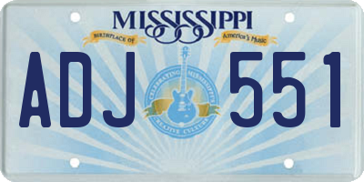 MS license plate ADJ551